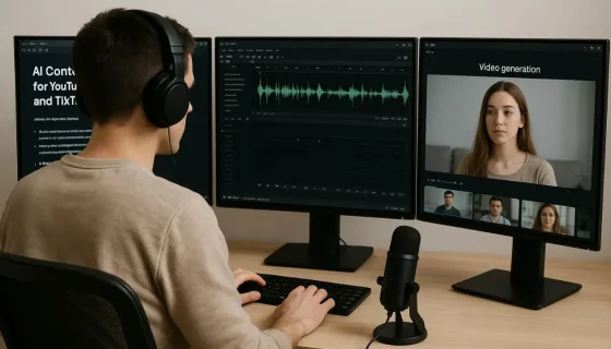 ИИ-контент для YouTube и TikTok: сценарии, озвучка и генерация кадров